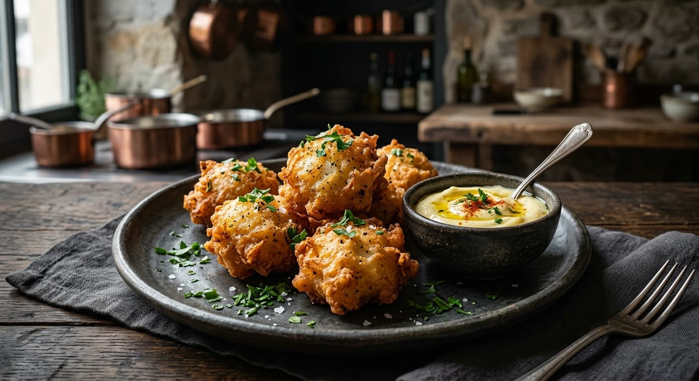 Receta de Buñuelos de Bacalao Negro: La Receta Gourmet Definitiva y su Análisis Nutricional preparada paso a paso — fotografía editorial de RecetaGenial