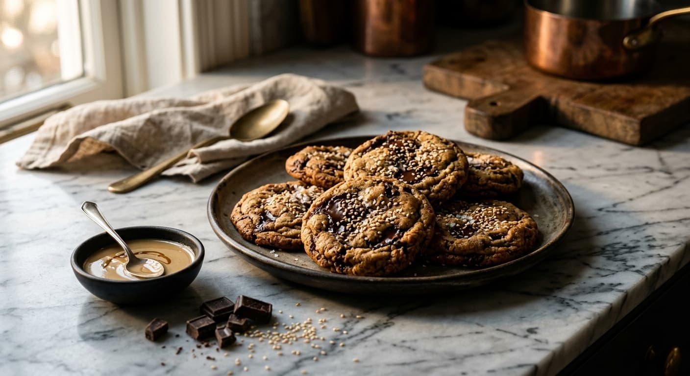Receta de Galletas de Tahini y Chocolate: La Receta Fit y Saludable Definitiva preparada paso a paso — fotografía editorial de RecetaGenial