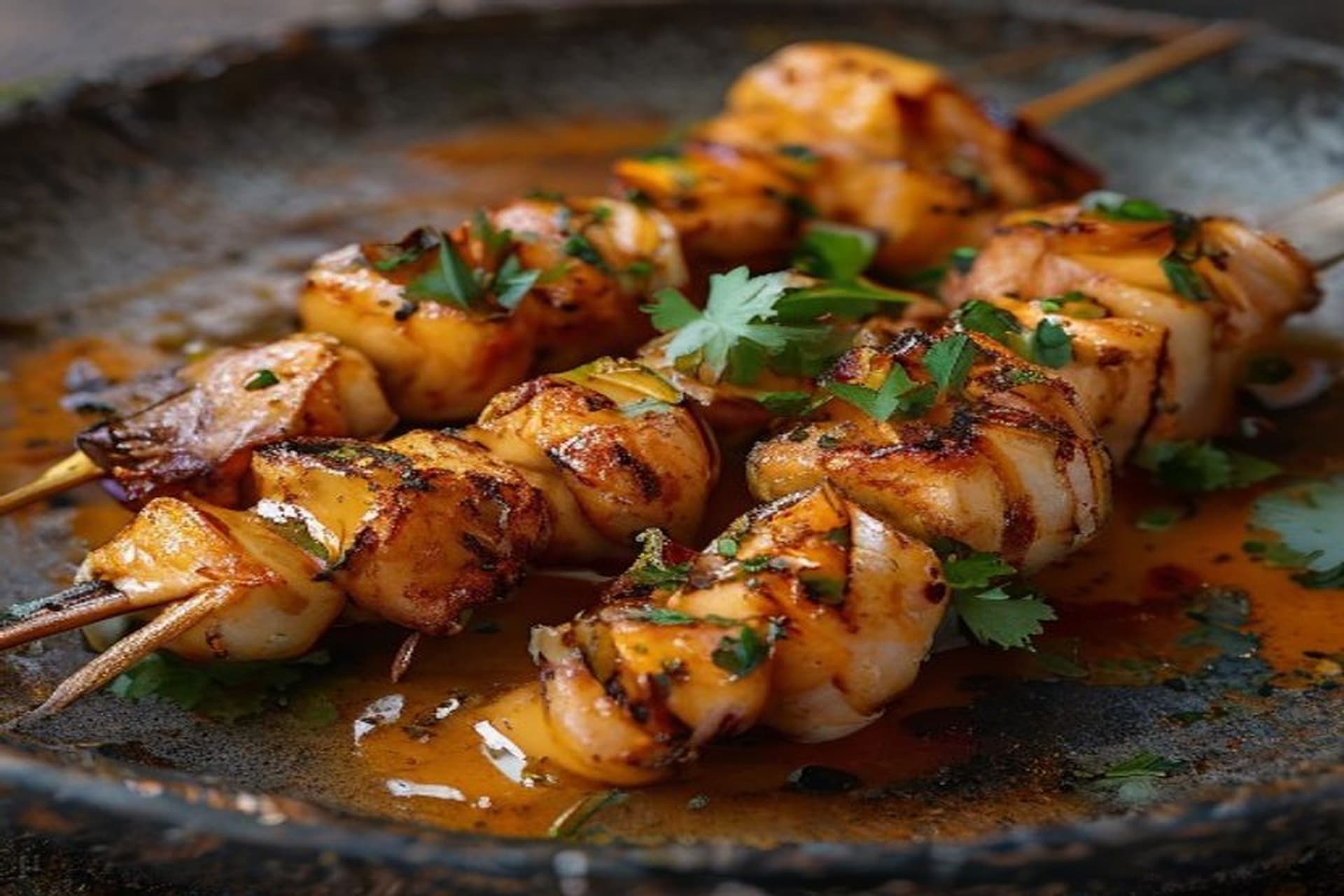 Brochetas de rape y langostinos al curry: Exotismo fácil