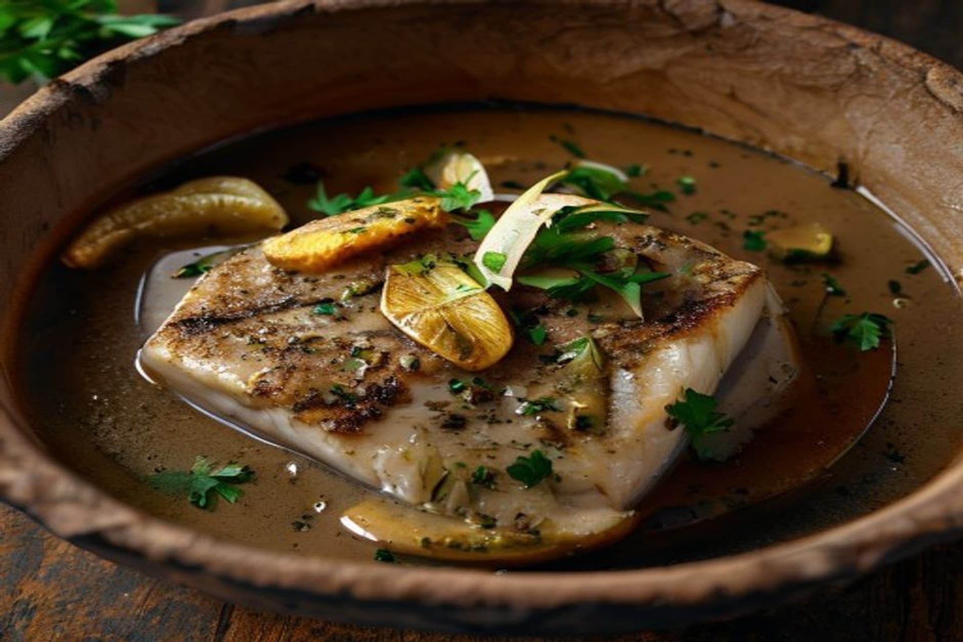 Receta de Bacalao al Pil-Pil con Ajo Negro: Un Toque Moderno a la Tradición preparada paso a paso — fotografía editorial de RecetaGenial