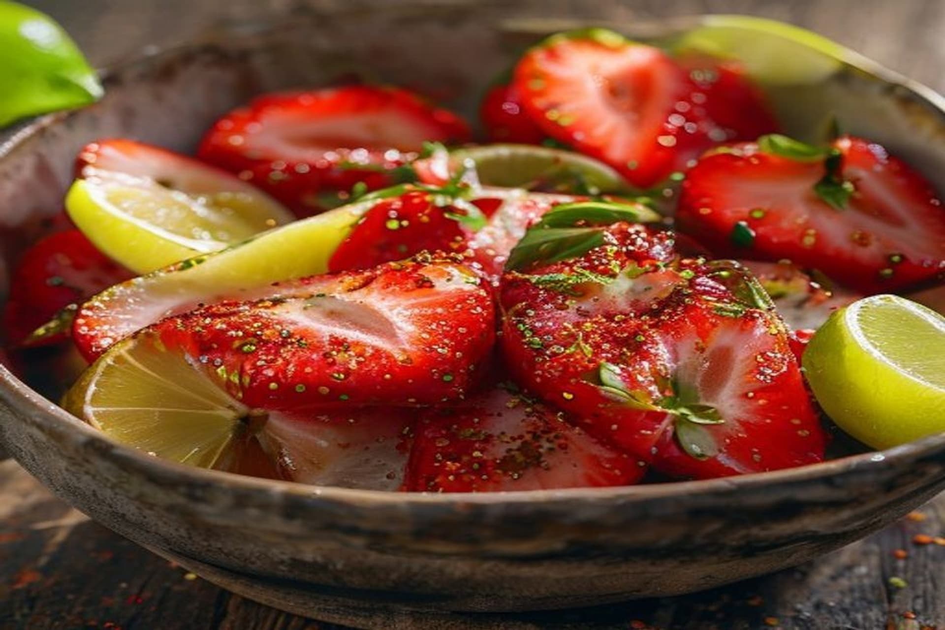 Receta de Fresas con chile y lima (Fricy): El snack mexicano viral y saludable preparada paso a paso — fotografía editorial de RecetaGenial