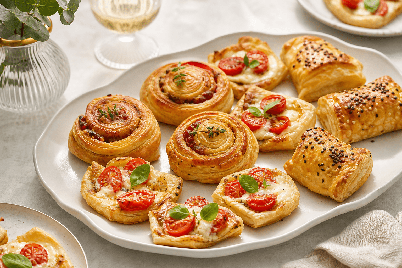 Receta de Aperitivos Fáciles con Masa de Hojaldre para Antojos preparada paso a paso — fotografía editorial de RecetaGenial