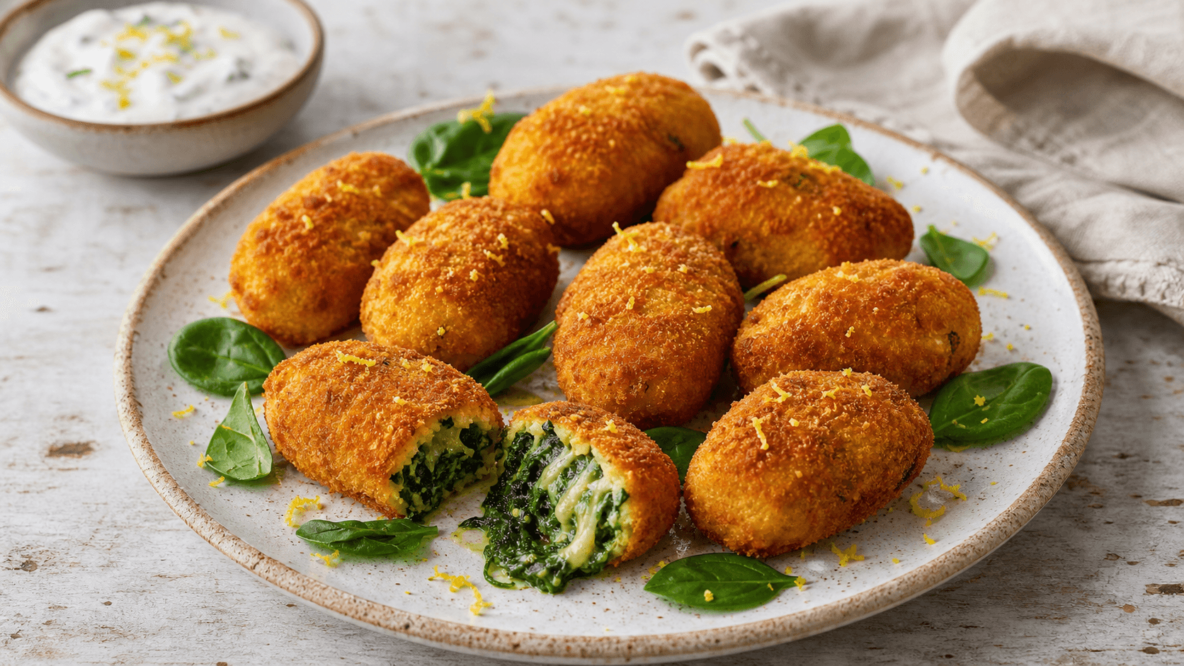 Croquetas de espinacas y queso al horno