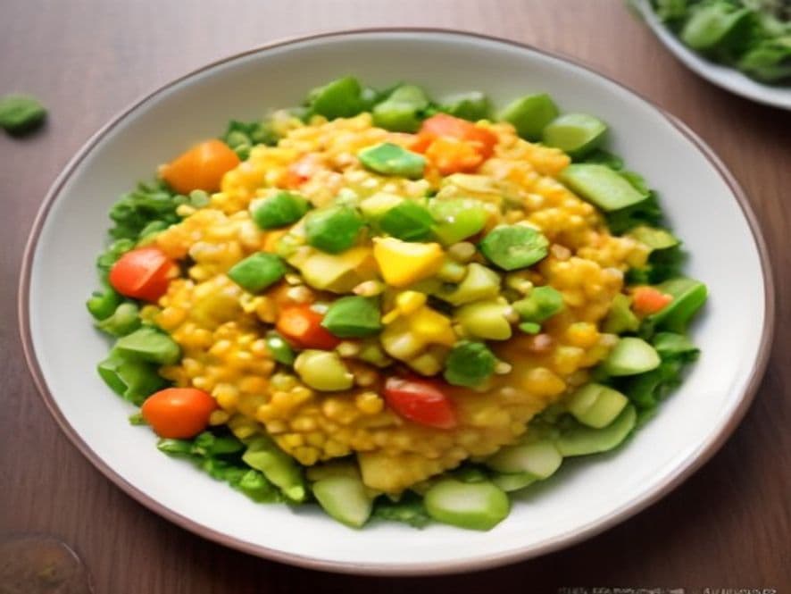Receta de Ensalada Arcoíris de Quinoa y Verduras Crujientes preparada paso a paso — fotografía editorial de RecetaGenial