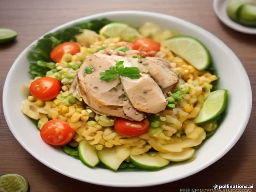 Receta de Ensalada de Pollo Fresca con Aguacate y Nueces: Tu Plato Único Saludable preparada paso a paso — fotografía editorial de RecetaGenial