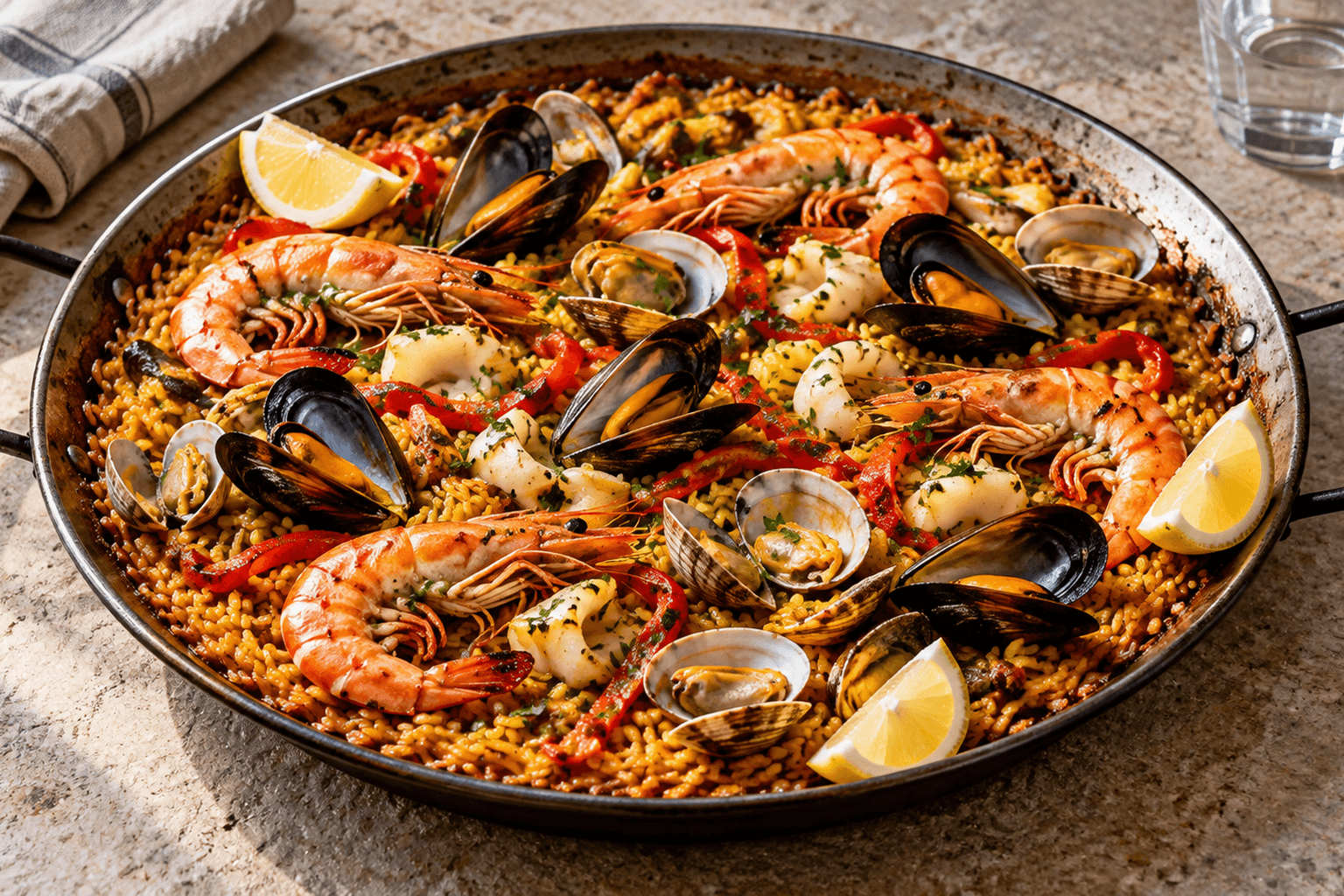 Receta de Paella de marisco casera preparada paso a paso — fotografía editorial de RecetaGenial