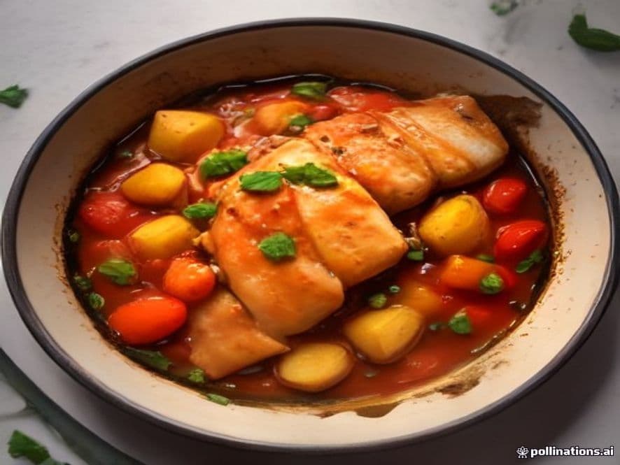 Receta de Pescado al Horno con Verduras Mediterráneas preparada paso a paso — fotografía editorial de RecetaGenial