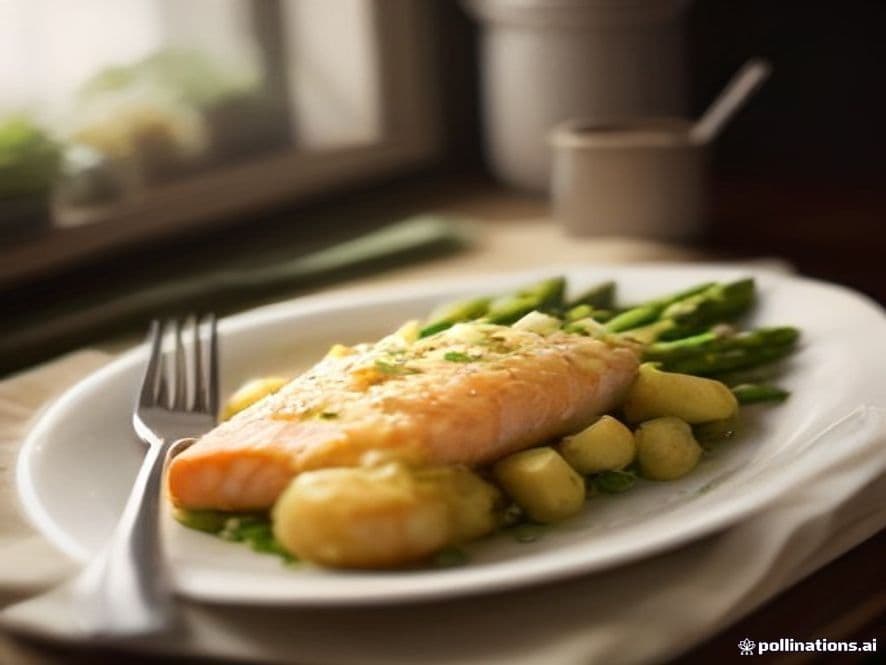 Receta de Salmón al Horno con Espárragos y Patatas preparada paso a paso — fotografía editorial de RecetaGenial