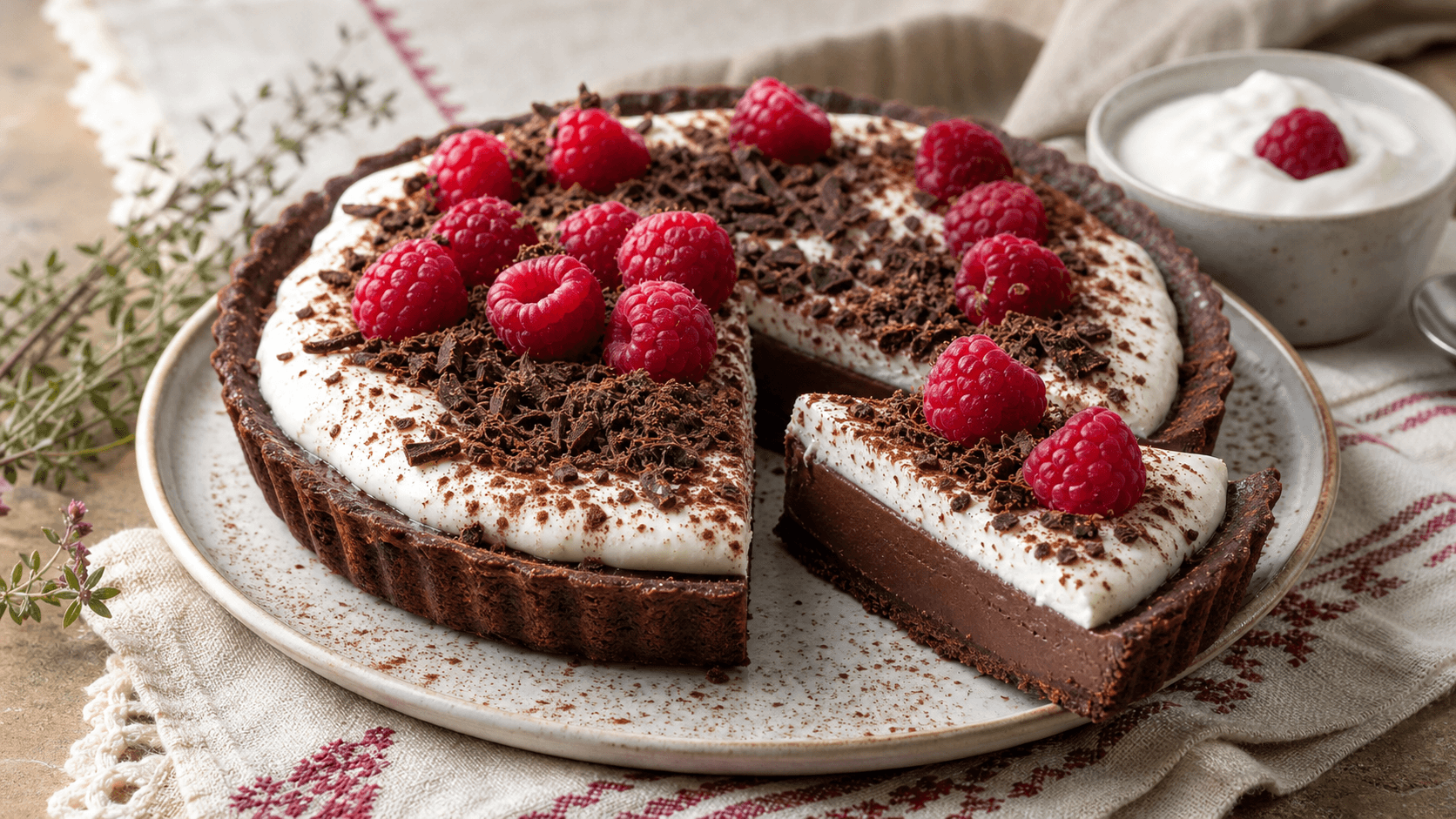 Receta de Tarta cremosa de chocolate y yogur preparada paso a paso — fotografía editorial de RecetaGenial