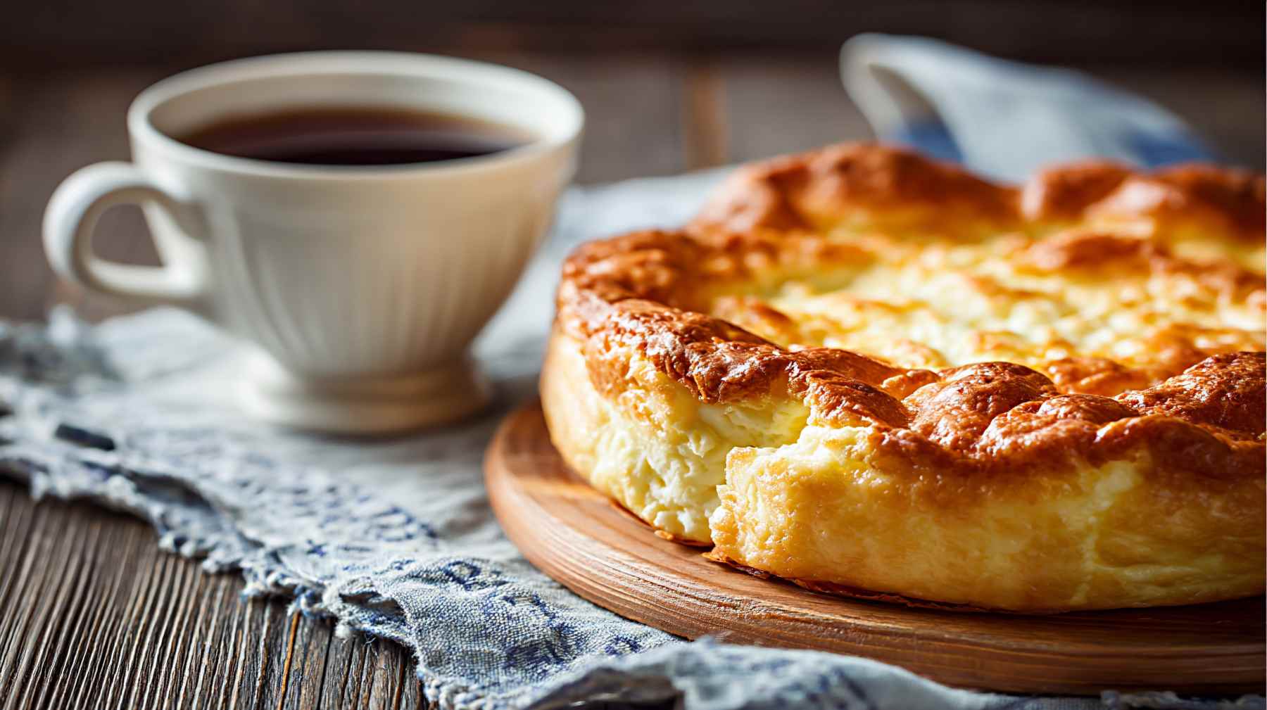 Receta de Tarta de queso saludable y cremosa al horno preparada paso a paso — fotografía editorial de RecetaGenial